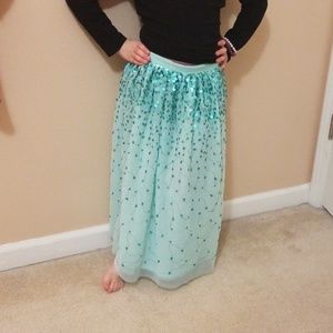 Aqua blue sequoin maxi skirt - kids